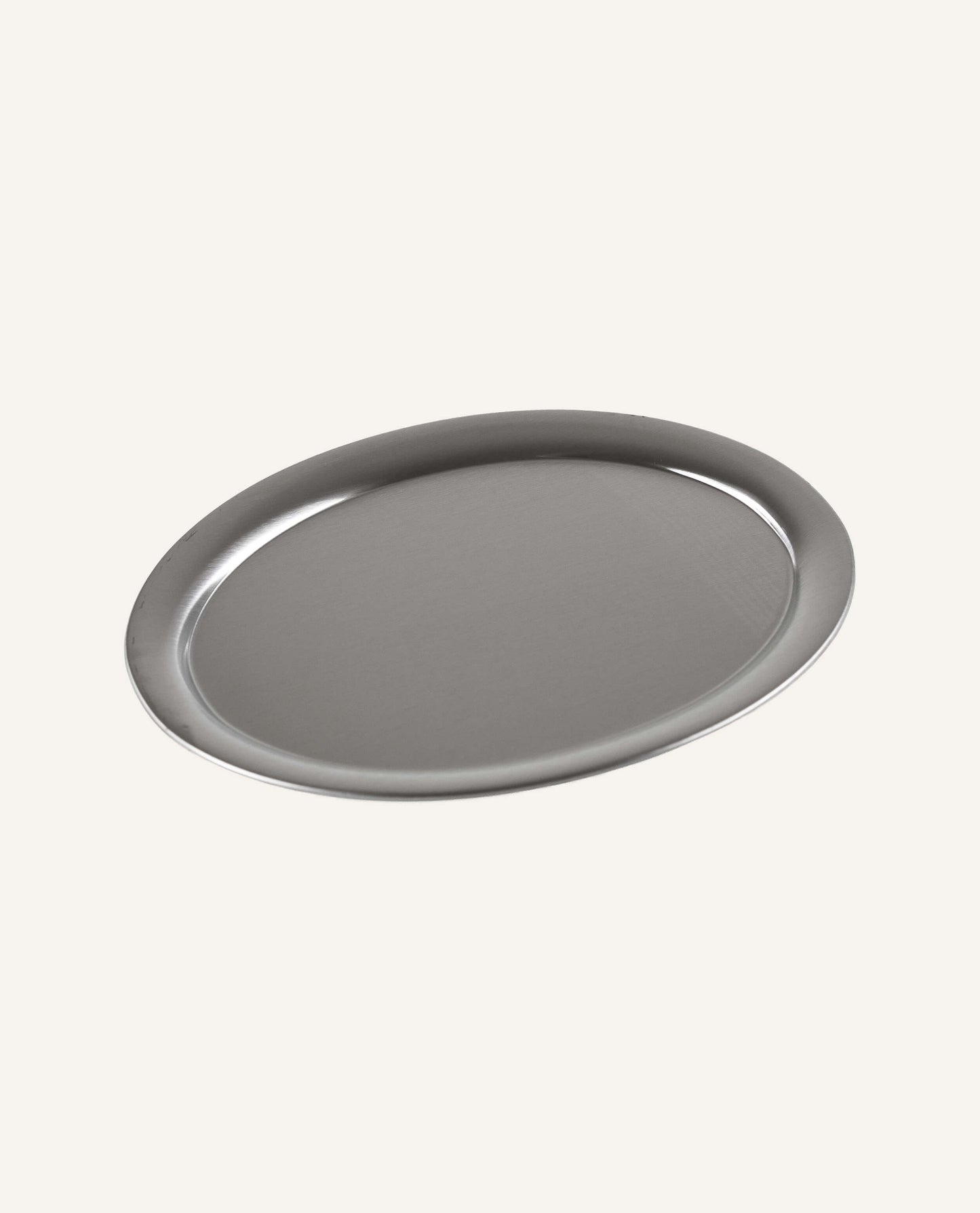 Grand plateau ovale en acier inoxydable brossé
