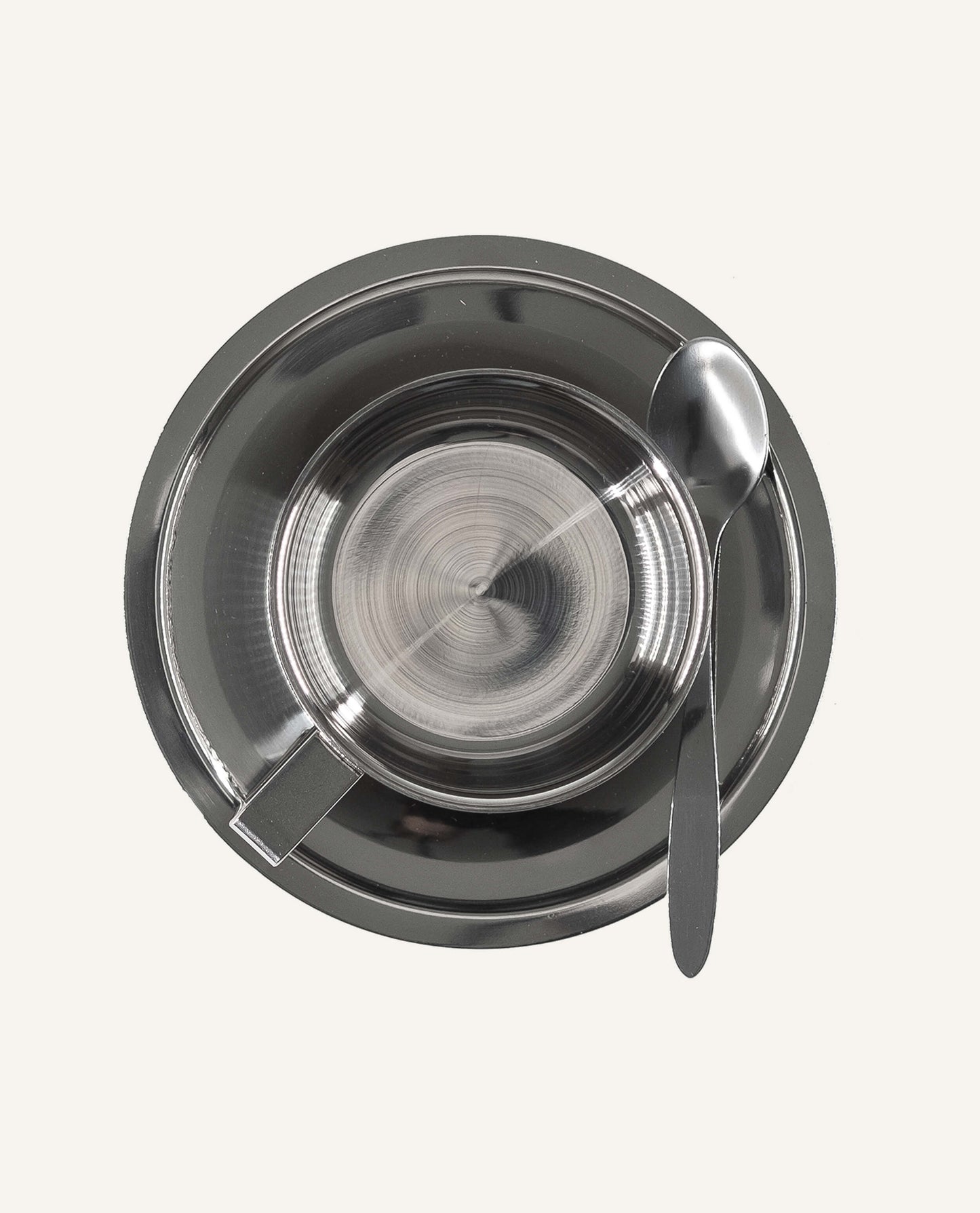 Ensemble à espresso en acier inoxydable avec soucoupe ronde