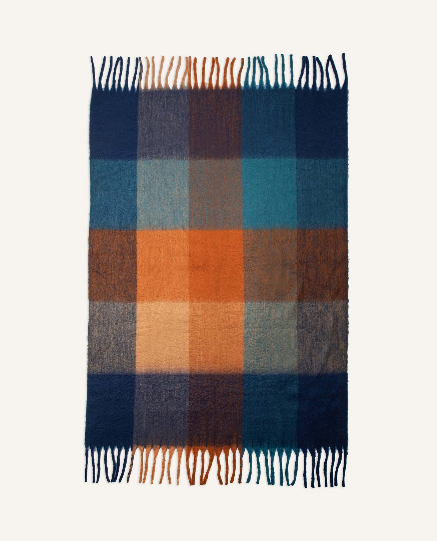 Navy/Orange Checked Recycled Throw