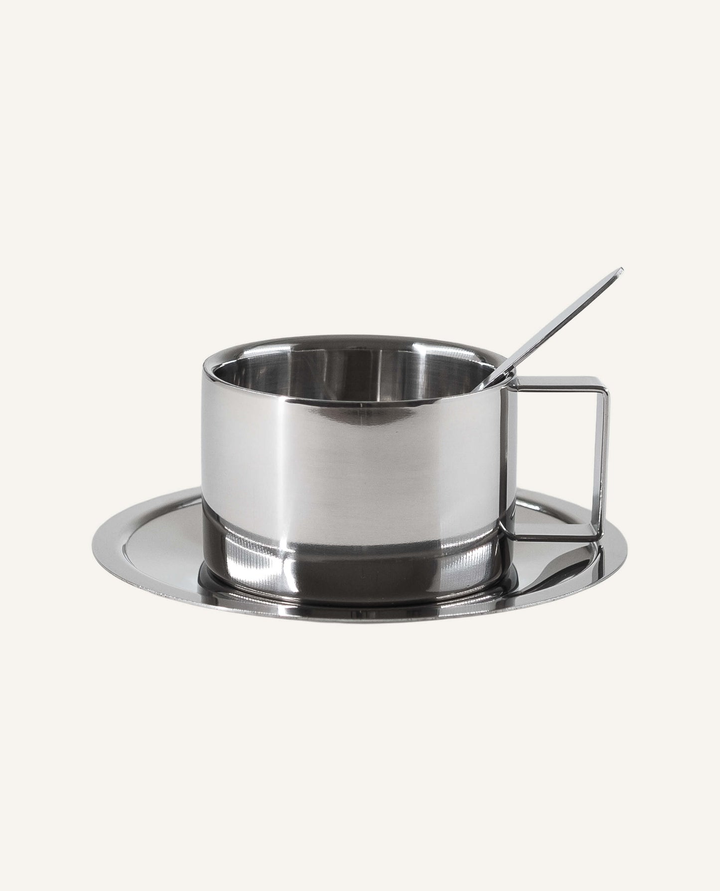 Ensemble à espresso en acier inoxydable avec soucoupe ronde