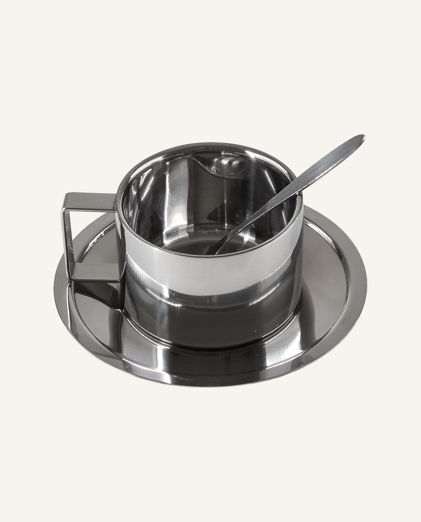 Ensemble à espresso en acier inoxydable avec soucoupe ronde