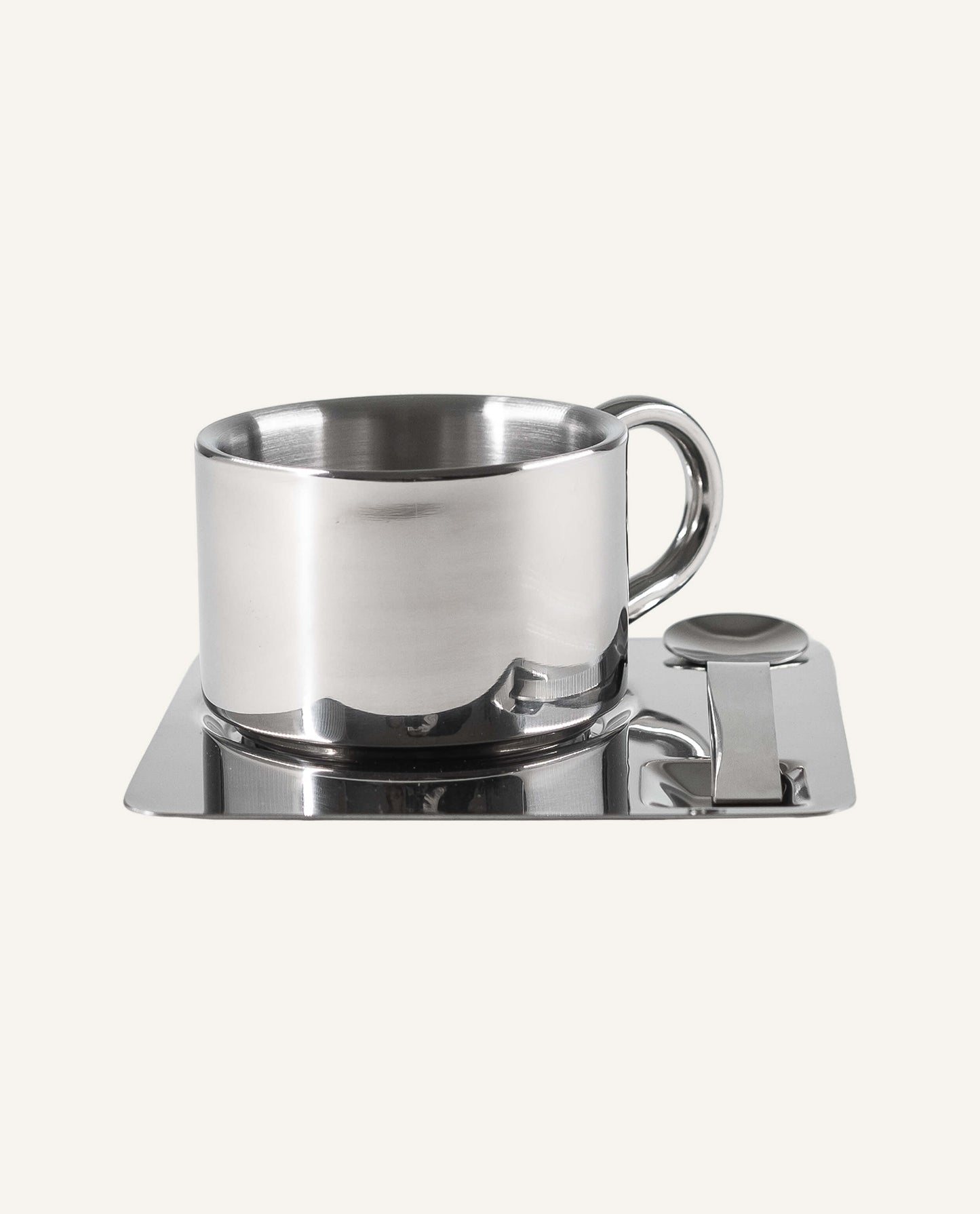 Square Saucer Stainless Espresso Set