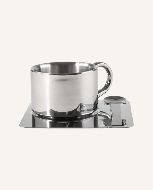 Square Saucer Stainless Espresso Set