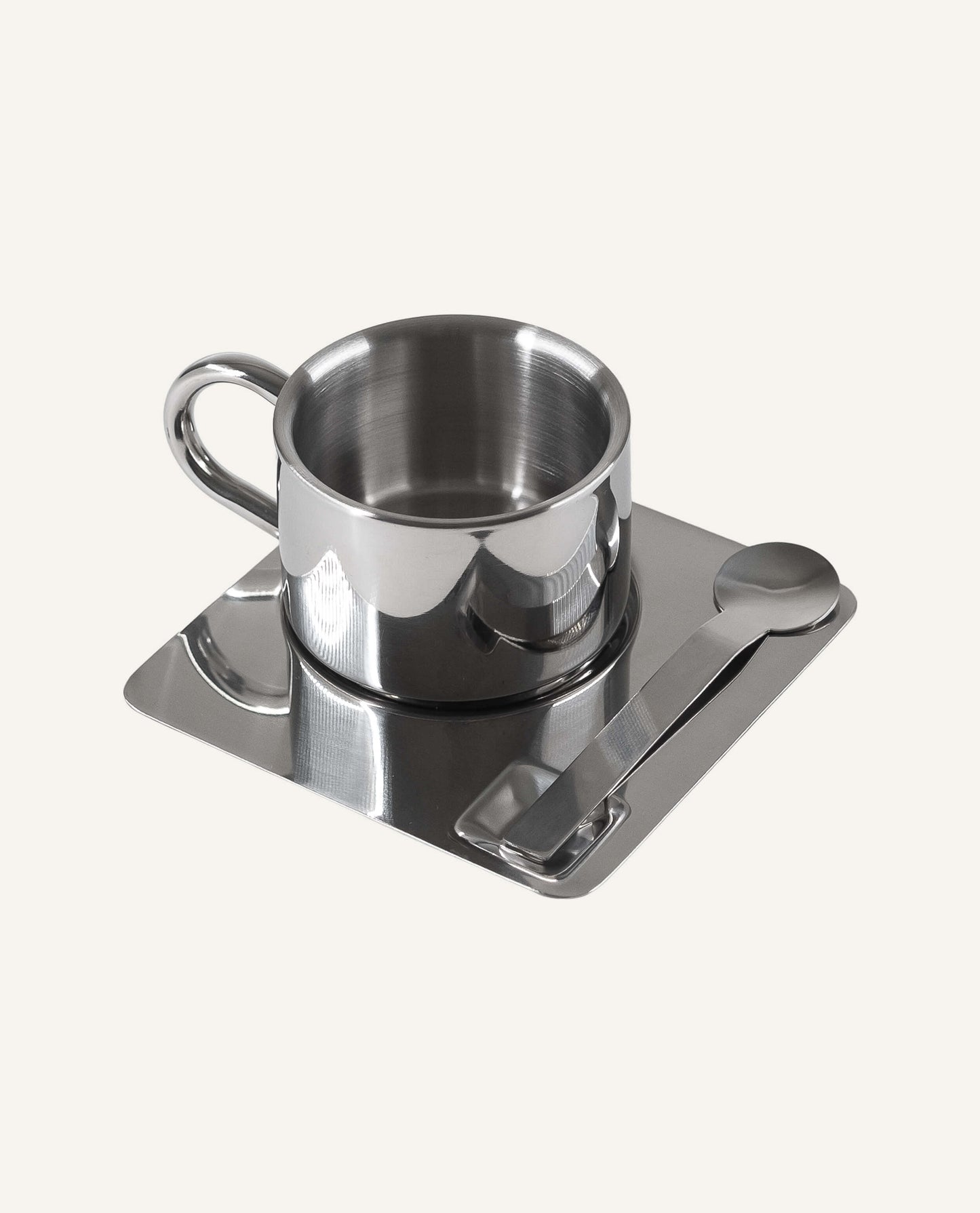 Square Saucer Stainless Espresso Set