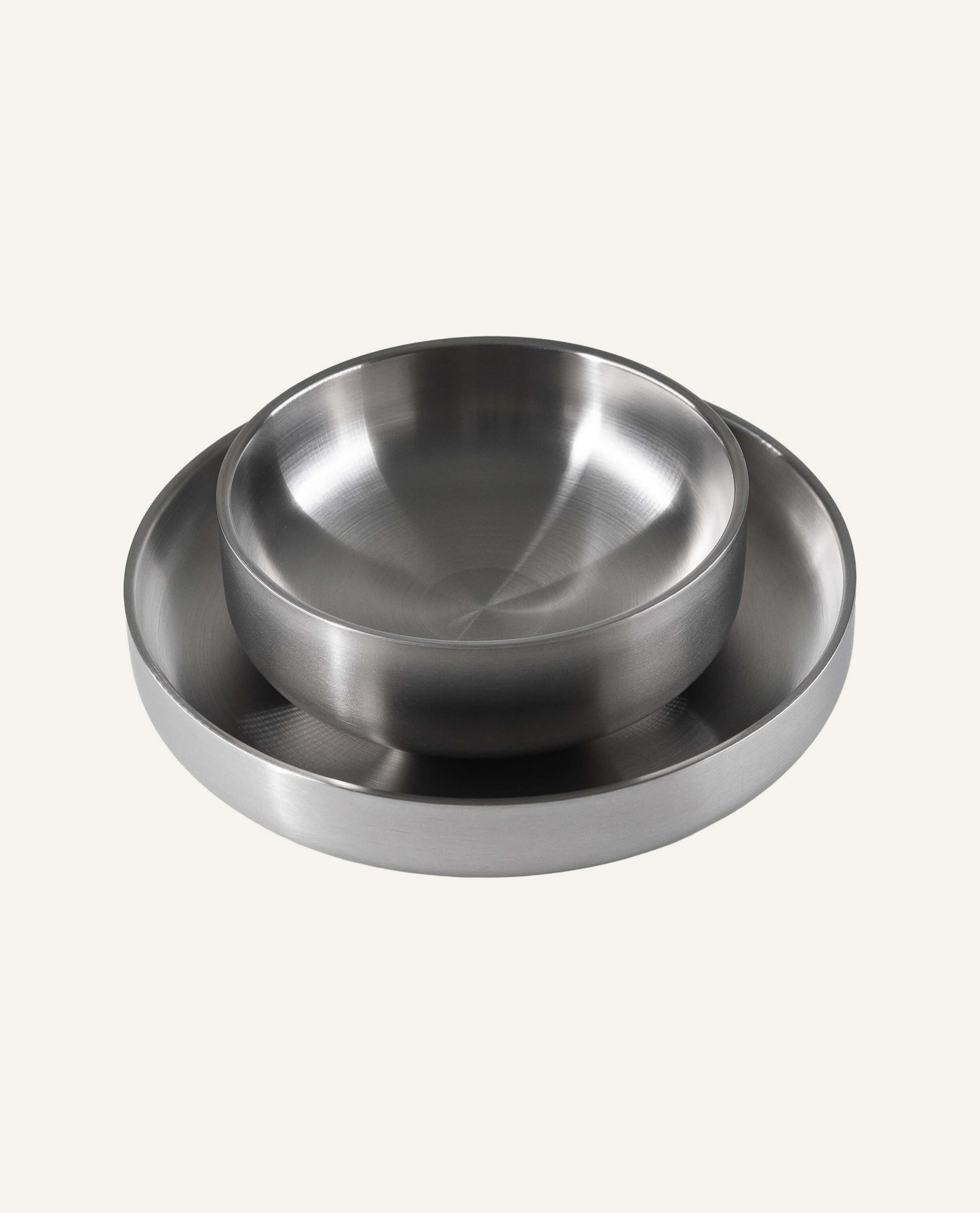 Assiette en acier inoxydable brossé