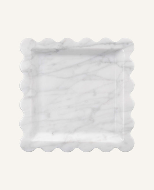 Plateau en marbre blanc