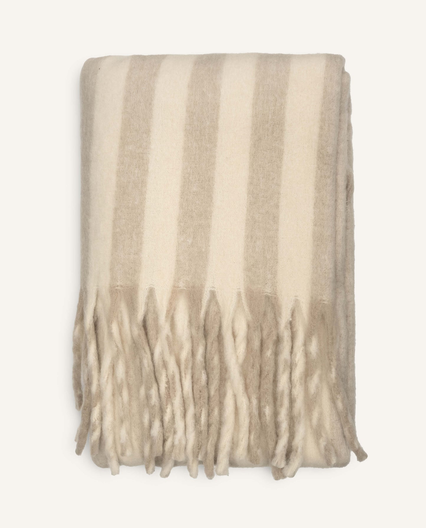 Taupe Striped Wool-Blend Throw