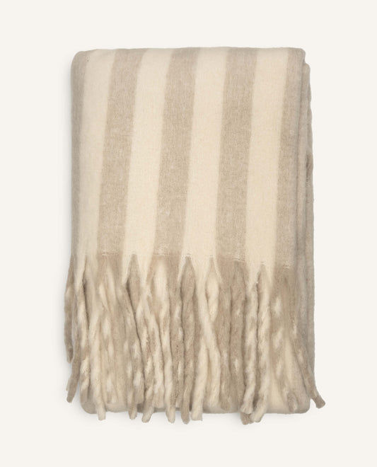 Taupe Striped Wool-Blend Throw