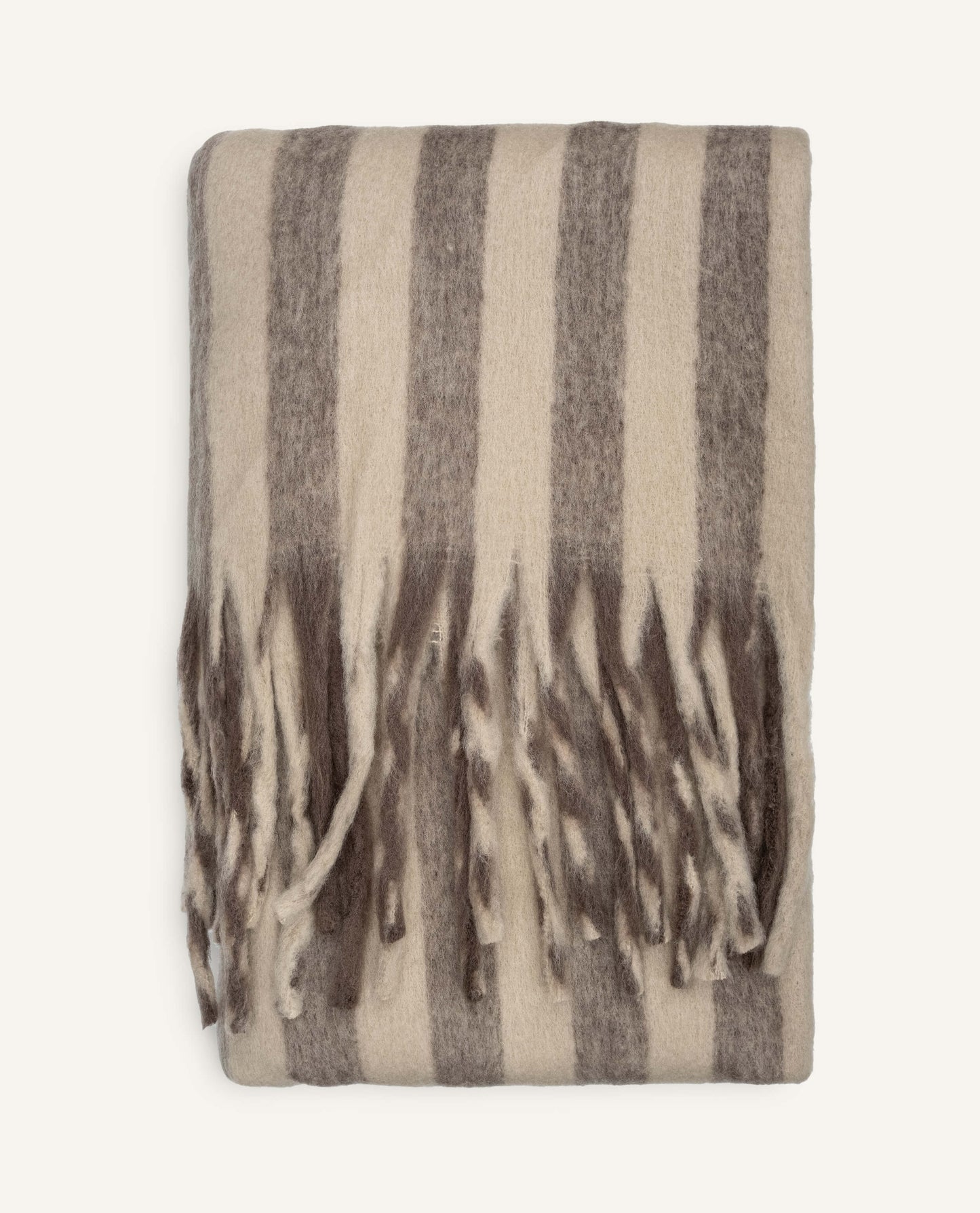 Brown Striped Wool-Blend Throw